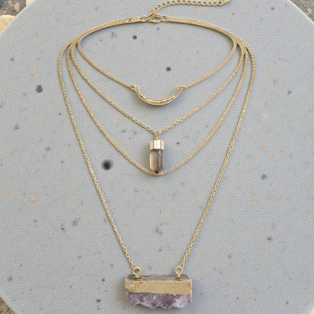 Elegant Gold 4 Layered Necklace Set